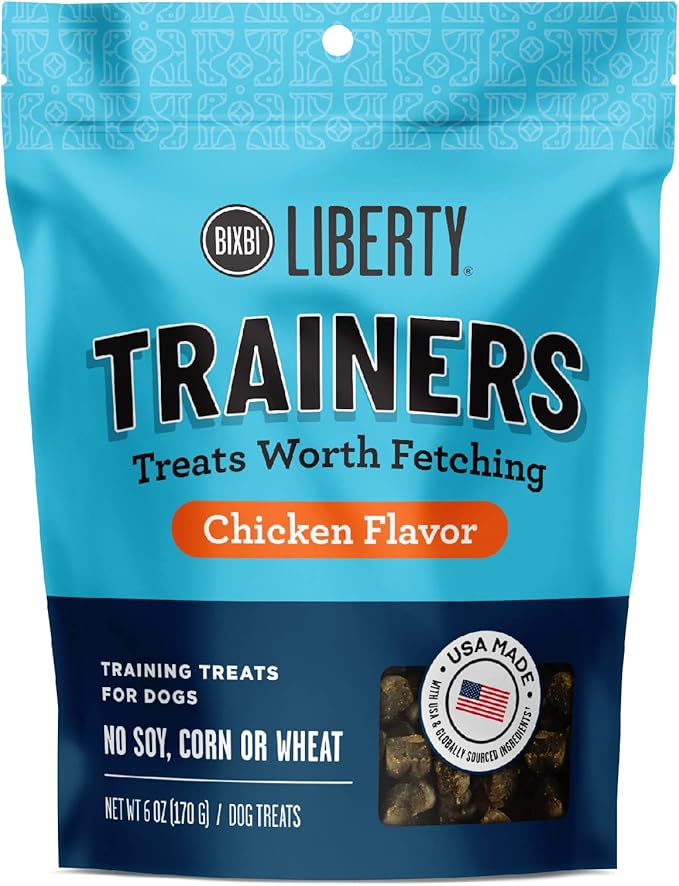 BIXBI Liberty Trainers, Chicken (6 oz, 1 Pouch) - Small Training Treats for Dogs - Low Calorie and Grain Free Dog Treats, Flavorful Pocket Size Healthy and All Natural Dog Treats