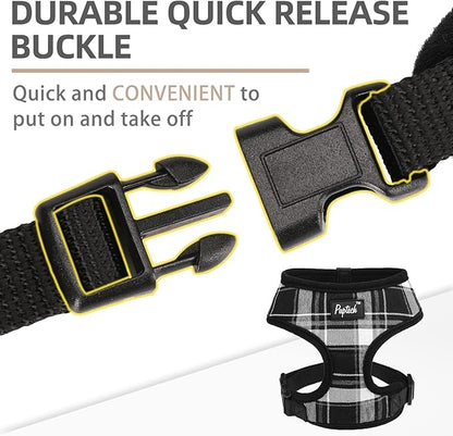 PUPTECK Soft Mesh Dog Harness and Leash Set Pet Puppy Cat Comfort Padded Vest No Pull Harnesses, Black, XS