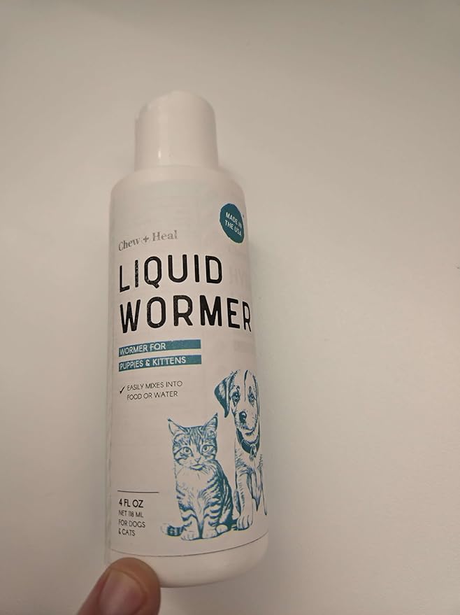 Dog and Cat Wormer Liquid - 4 oz Stop the Worms for Small Dogs, Puppies and Kittens