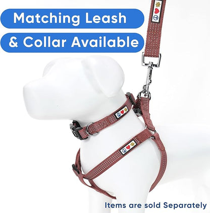 Pawtitas Reflective Step-in Dog Harness – Adjustable No-Pull Vest for Puppies to Seniors, Safe & Comfortable, S Marsala