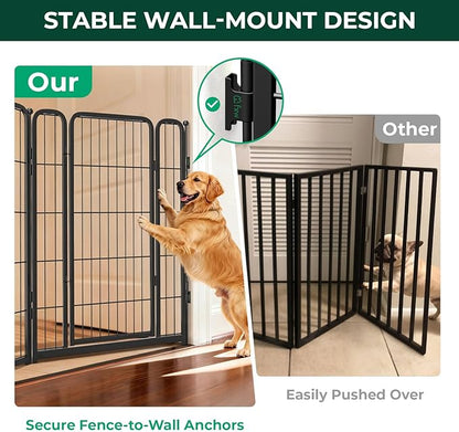FXW Dog Gate Extra Wide Designed for Indoor Use, Adjustable Width Up to 83-inch Wide (40" H 3 Wire Panels for Medium and Large Dogs), Black