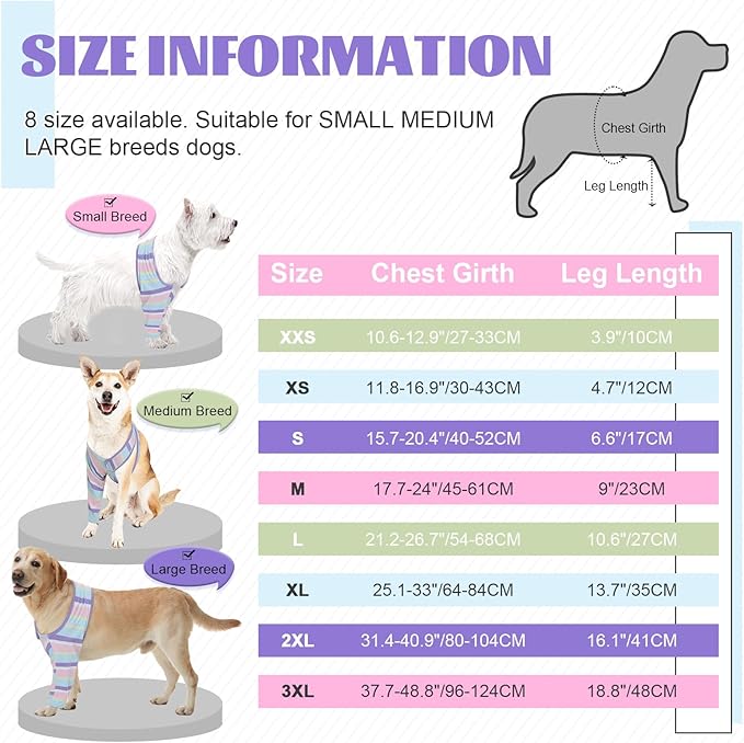 ROZKITCH Dog Sleeves for Wounds Front Legs Right Left,Striped Leg Protector Prevent Licking Scratching Chewing Bandages, Stretchy Elbow Cover for ACL CCL Arthritis Stripe M