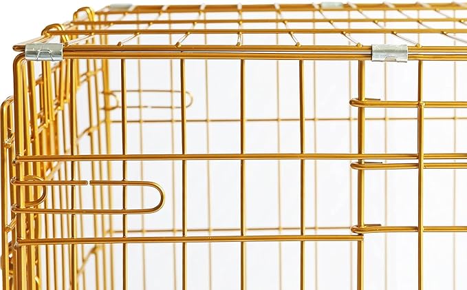 HOMEY PET Copper Gold Dog Crate 36 Inch, Portable Folding Metal Wire Dog Kennel Pet Dog Cage with Removable Floor Grid, Pull Out Leak-Proof Pan, Double Doors, Handle for Medium Dogs, Indoor Outdoor
