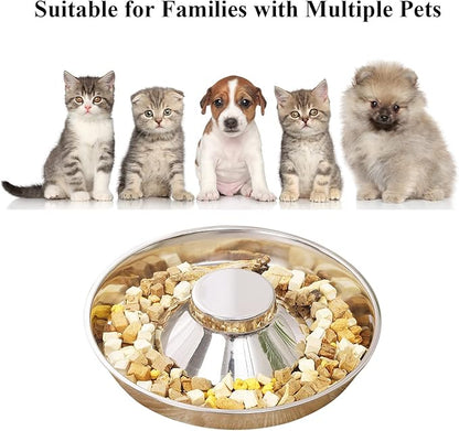 Stainless Steel Pet Bowl for Puppy and Cat, Dog Food and Water Feeding Bowl, Puppies and Kittens Weaning Bowls, Multiple Dogs and Cats Eat and Drink Together (2PC, M)