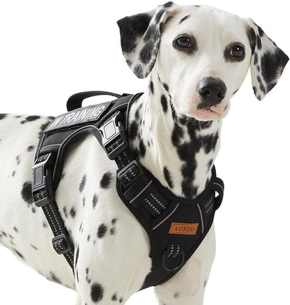 Tactical Dog Harness Medium Sized Dog, No Pull Pet Harness, Adjustable Dog Vest for Easy Walking, Breathable Oxford Material, Reflective Strips with Metal Front Clip Control, Black