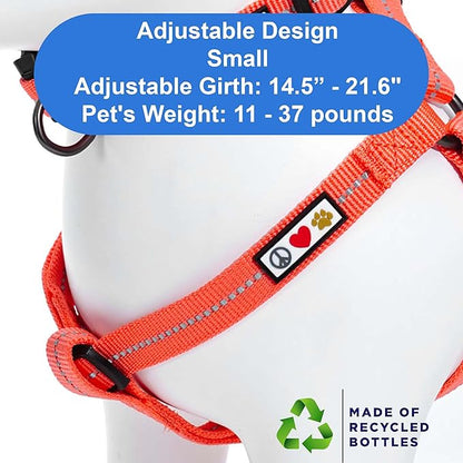 Pawtitas Recycled Reflective Step-in Dog Harness – Adjustable No-Pull Vest for Puppies to Seniors, Safe & Comfortable S Coral