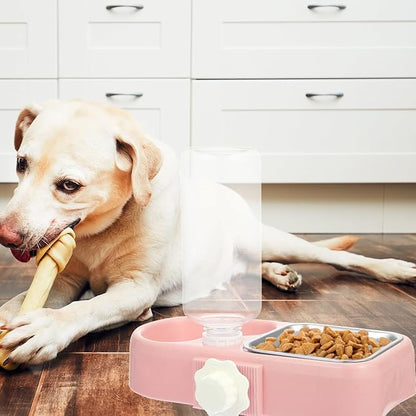 UKCOCO Automatic Hanging Dog Bowl and Cat Water Feeder Set, Detachable Anti-Skid Pet Feeding Bowls for Cages, Suitable for Puppies and Small Dogs, Pink Color with Food-Grade Material