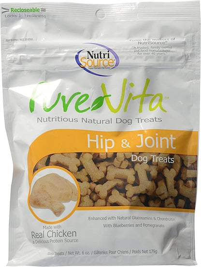 Pure Vita Hip & Joint Dog Treats with Real Chicken, 6oz (3-Pack)