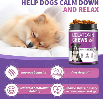Calming Melatonin for Dogs, 200 Pet Chews Calming Treats for Sleep Aid Sleeping Pills Puppy Melatonin Bites Support Stress, Anxiety Relief, Separation for Small and Large Dogs(Chicken Flavor)
