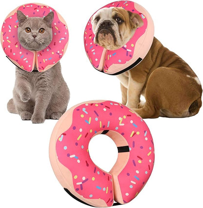 Inflatable Cone Collar for Large Medium Small Dogs, Soft Adjustable Recovery Collar for Dogs Cats,Dog Cone Neck Donut Alternative After Surgery(Pink,X-Large