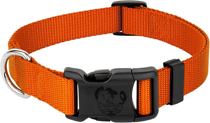 Country Brook Petz - Everyday Nylon Dog Collar for Large, Medium, and Small Dogs and Puppies - for Everyday Use in 10+ Warm Colors (Large, 1 Inch Wide, Orange)