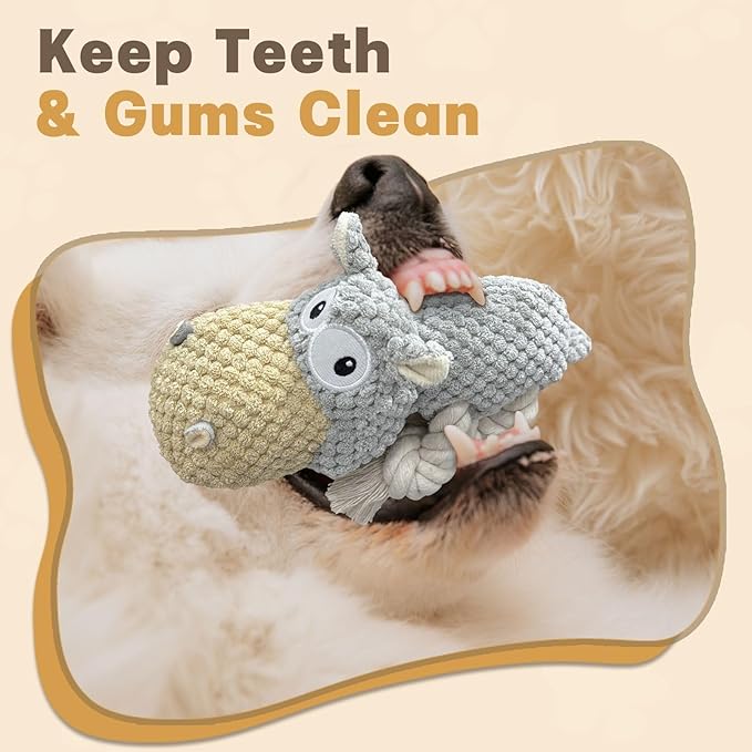 TOOPTATE Dog Toys for Aggressive Chewers - Squeaky Dog Toys to Keep Them Busy for Large Dogs (Gray, Medium)