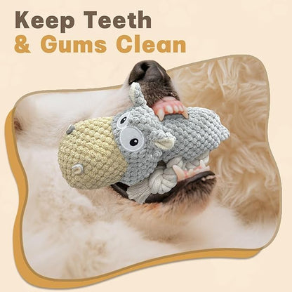 TOOPTATE Dog Toys for Aggressive Chewers - Squeaky Dog Toys to Keep Them Busy for Large Dogs (Gray, Medium)