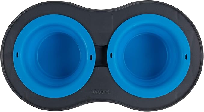 Dexas Pets Double Elevated Pet Feeder, Pro Blue, Small/1 Cup Capacity Bowls (PW1004322194)