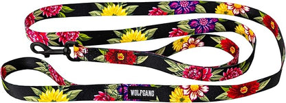 Wolfgang Heavy Duty Dog Leash, Pull-Tested to Over 800 lbs for Walking & Training, DarkFloral Print, Dual-Handle Large