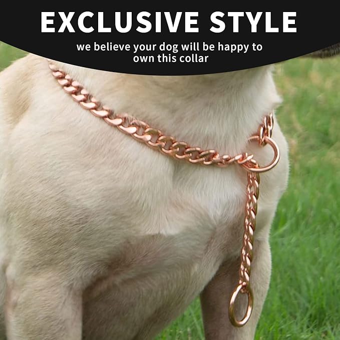 Stainless Steel P Chock Metal Chain -JYHY Dog Necklace Collars Walking Training Pet Supplies for Small Medium Large Dogs (24" (Fits Neck 20" to 22"), Rose Gold)