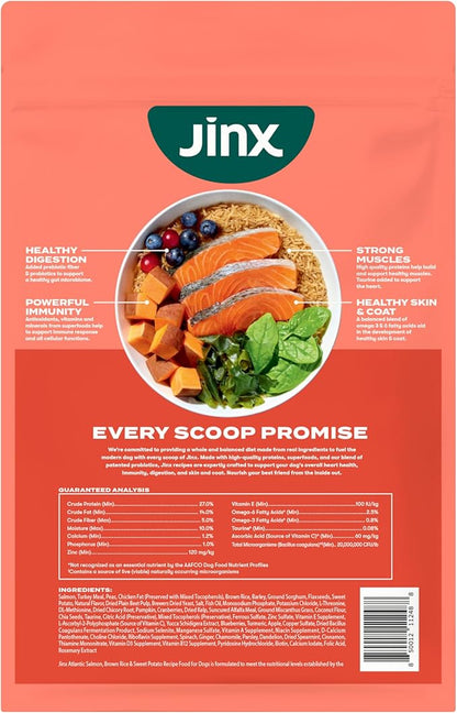 Jinx Premium Dry Dog Food, for All Lifestages - Real Salmon, Brown Rice & Sweet Potato Kibble with Superfoods for Immune Support & Probiotics for Digestive Support - No Fillers - 11.5lb