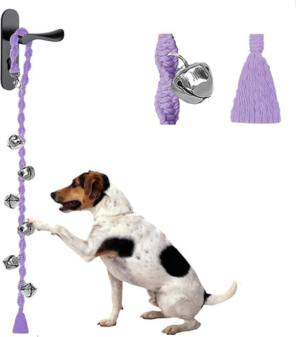 Dog Bells to Go Outside & Puppy Potty Training, Adjustable Dog Door Bell Ring to Go Potty, Handmade with Premium Yarn. Twisted Style, Purple