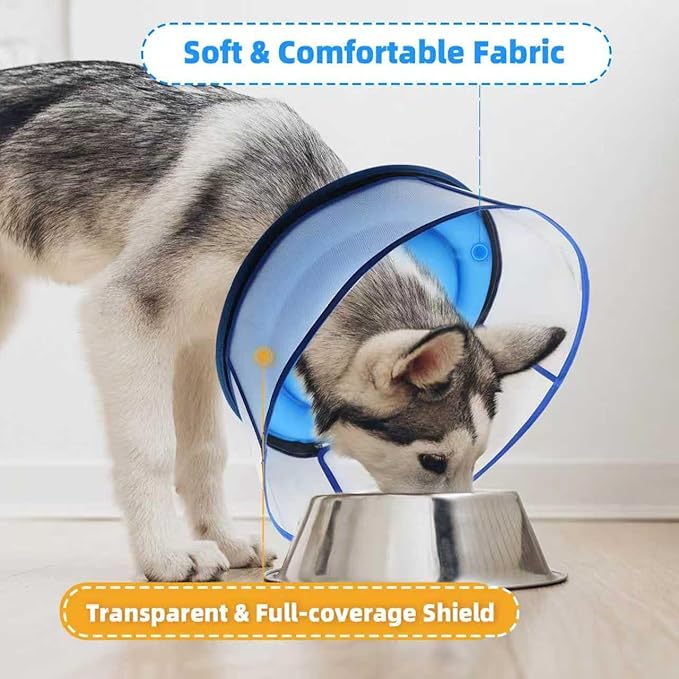 Upgraded Inflatable Dog Cone Collar for Dogs After Surgery,Adjustable Soft Elizabethan Collar for Medium Large Dogs,Comfortable Dual-Ring Dog Cone with Detachable Transparent Anti-Licking Shield（L）