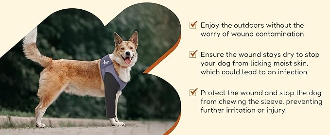 Doggie Stylz Dog Recovery Sleeve Waterproof & Durable Anti-Lick Dog Leg Sleeve Cone Collar Alternative for Pet Wounds – Prevent Licking, Biting & Keep Dry – Front Leg Recovery Sleeve - Hot Spot Wrap