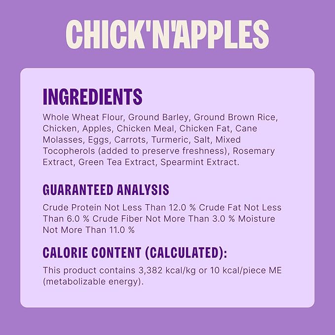Wellness Old Mother Hubbard Classic Chick'N'Apples Dog Biscuits, Natural Training Treats, Chicken and Apple Flavor, Mini Size, 20 oz Bag