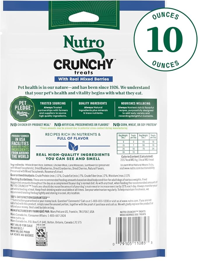 Nutro Crunchy Dog Treats with Real Mixed Berries, Training Treats for Dogs, 10 oz. Bag