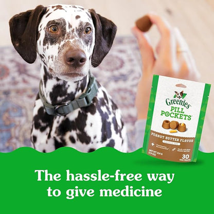 Greenies Pill Pockets for Dogs Large Size, Dog Treat Pouch for Capsule Medication, Peanut Butter Flavor, (6) 7.9 oz. Pouches