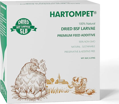 Dried Black Soldier Fly Larvae for Chickens - Non-GMO Poultry Feed Supplement, 85X More Calcium Than Mealworms,High-Protein Treats for Laying Hens & Ducks & Hedgehogs 5LB
