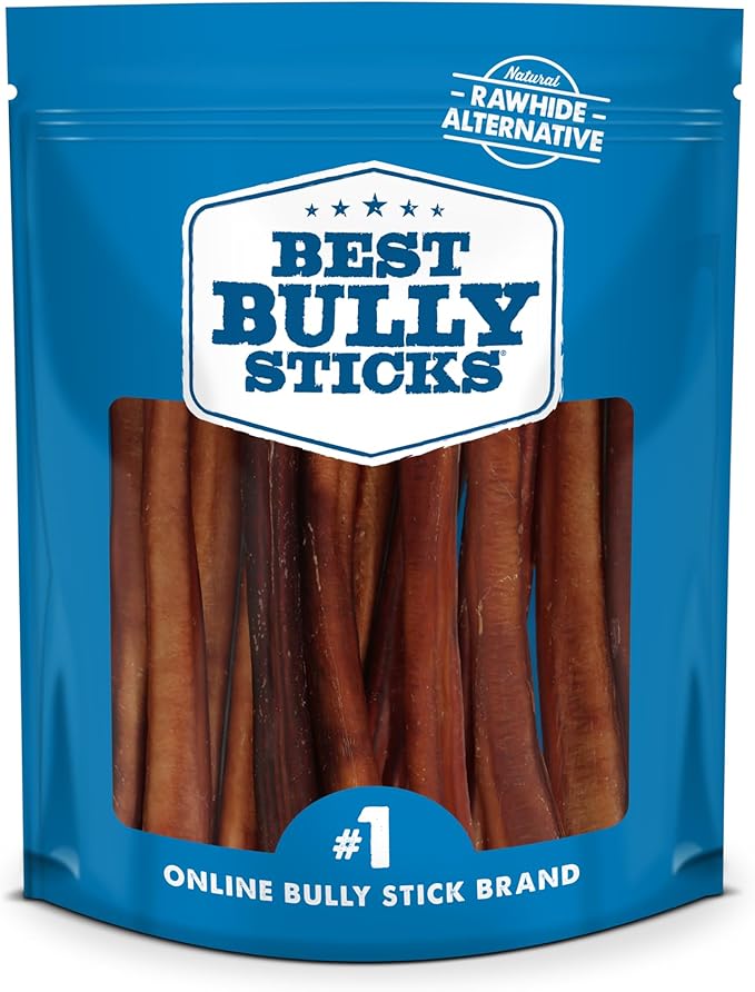 Best Bully Sticks Thick 12 Inch Bully Sticks for Dogs - 18 Count (Pack of 1) - Natural, Grass-Fed Beef, Single Ingredient, Grain and Rawhide Free - Large Breeds