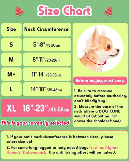 Inflatable Dog Pillow Cone Collar After Surgery, Donut Soft Neck Cone for Golden Retriever & German Shepherd Extra Large Dogs, etc, Recovery E Collar to Stop Licking Watermelon