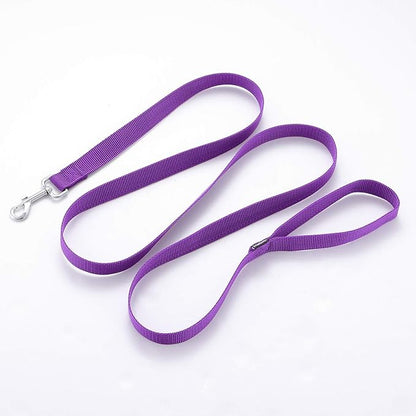 Strong Durable Nylon Dog Training Leash, 1 Inch Wide Traction Rope, 6 ft 10ft 15ft Long, for Small and Medium Dog (Purple, 15 Feet)