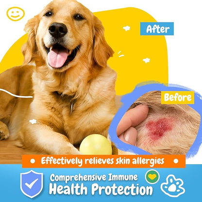 PENPEN Dog Allergy Relief Chews, Dog Itching Skin Relief, Omega 3 for Dogs Itch Supplement, Relieve Seasonal Allergy, Provide Immune Support (Peanut Butter Chews, 180ct)