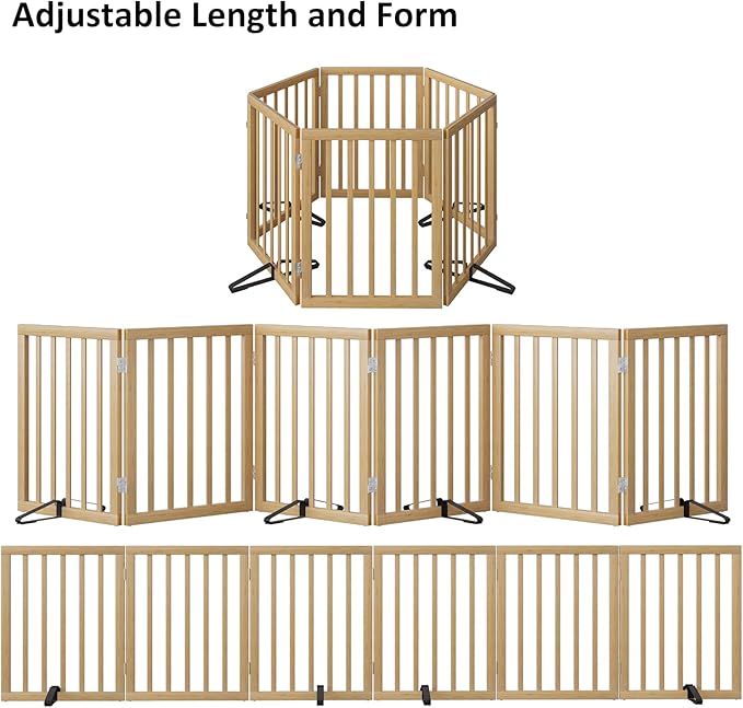 Extra Wide Dog Gates for Doorways, Bamboo Dog Gates for the House Stairs, Freestanding Pet Gates for Dogs, Doogie Puppy Fence Gate