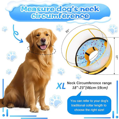 CNEO Inflatable Dog Cone Collar with Detachable Enhanced Anti-Licking Shield, Soft Neck Donut Collar for Dogs After Surgery, Adjustable Dog Cone Alternative for Large Medium Small Dogs & Cats