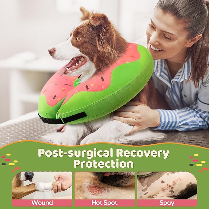 Gimars Large Inflatable Dog Cone Alternative Dog Donut Collar After Surgery, Soft Dog Neck Pillow Recovery Cone, E Collar and Elizabethan Collar Alternative for Medium and Large Dogs