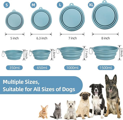 Kytely Collapsible Dog Bowls for Travel, 2Pack Dog Portable Water Bowl, Foldable Pet Food Bowl with Clasp, Pet Cat Feeding Cup Dish for Traveling, Walking, Hiking