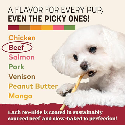Earth Animal No Hide Stix - Long Lasting Rawhide Free Small Dog Chews Sticks, Beef - 20 Count Value Pack
