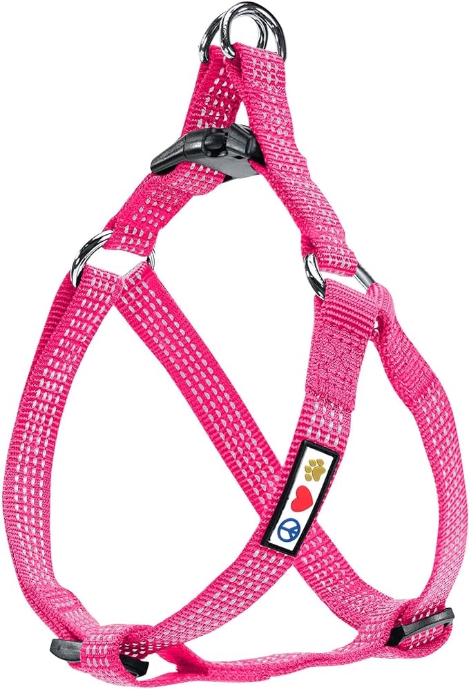 Pawtitas Reflective Step-in Dog Harness – Adjustable No-Pull Vest for Puppies to Seniors, Safe & Comfortable, M Pink