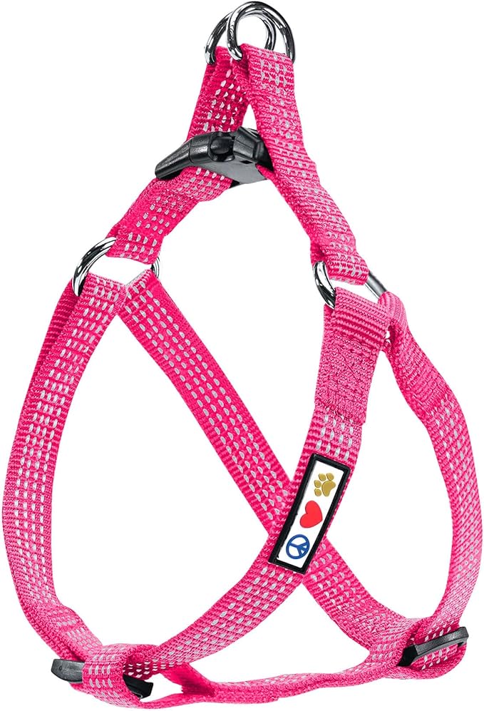 Pawtitas Reflective Step-in Dog Harness – Adjustable No-Pull Vest for Puppies to Seniors, Safe & Comfortable, S Pink