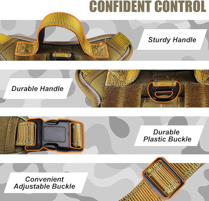 CBBPET Tactical Dog Harness for Small Medium Large Dogs No Pull Adjustable Harness Training Easy Control Pet Vest,Reflective Working Training (L(Neck 20-30, Chest 22-41))