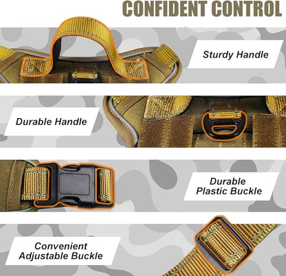 CBBPET Tactical Dog Harness for Small Medium Large Dogs No Pull Adjustable Harness Training Easy Control Pet Vest,Reflective Working Training (L(Neck 20-30, Chest 22-41))