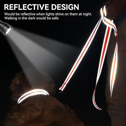 Joytale Dog Leash, 5 FT Double-Sided Reflective, Padded Handle Nylon Heavy Duty Leashes for Medium & Large Dogs Walking, Orange