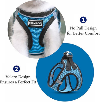 Dog Harness with Leash Set, No Pull Adjustable Reflective Step-in Puppy Pet Vest Harnesses for Small Medium Large Dogs and Cats,Navy Blue XS