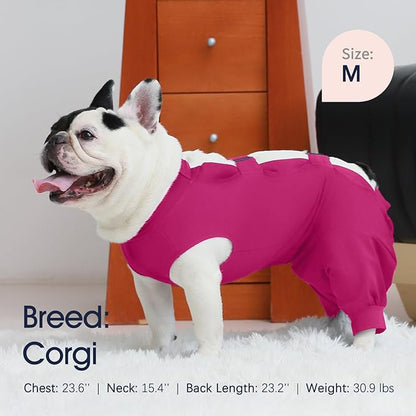 IECOii Dog Surgery Recovery Suit for Female Or Male Dogs,Post Surgery Dog Onesies for Spay Neuter,Small Dog Surgical Suit for Abdominal Wound and Rear Leg,Dogs E-Collar & Cone Alternative,S-Rosered