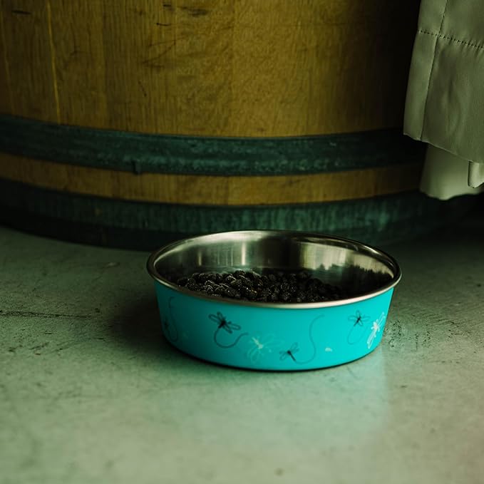 Loving Pets Bella Dog Bowls- Stainless Steel Dog & Cat Bowls - Spill Proof Dog Food Bowl, Cat Bowl, Puppy Essentials & Pet Supplies Great for Home & Travel (Large 35-65 lbs, Dragonfly)