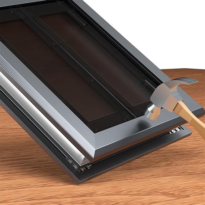 【PATAPLUS】 Aluminum French Large Dog Door,Strong Double Magnetic Flaps,with Aluminum Telescoping Tunnel Heavy-Duty Do g Door for L arge and Medium Dog Up to 110LBS (Large,Smoky Gray)