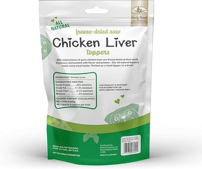 Fieldcrest Farms Freeze-Dried Chicken Liver Dog Food Topper or Treat, 100% Single Ingredient Chicken Liver, High-Protein, Raw & Grain-Free, 12 oz