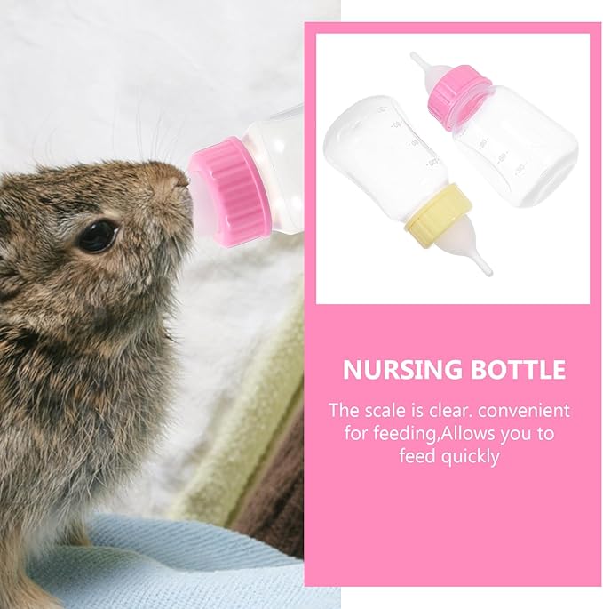 2Pcs Kitten Milk Bottle Leak Puppy Feeder Plastic Feeding Bottles for Newborn Cats and Small Animals Soft Safe Material Controls Intake Prevents Overfeeding Diarrhea