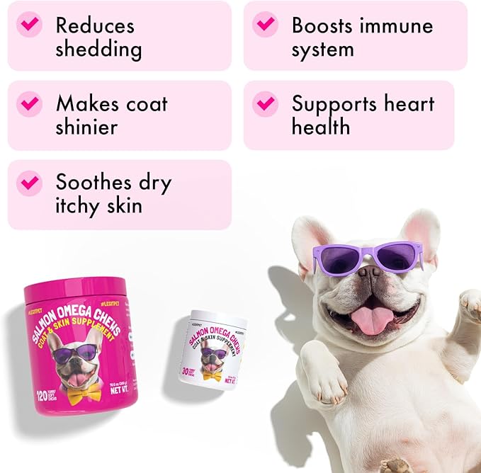 Omega 3 Alaskan Salmon Oil Treats for Dogs 30 Fish Oil Chew Supplement Skin and Coat Allergy and Itch Relief Hip & Joint Health Brain Shedding Hot Spots Treatment Omega 3 6 9 EPA & DHA Fatty Acids