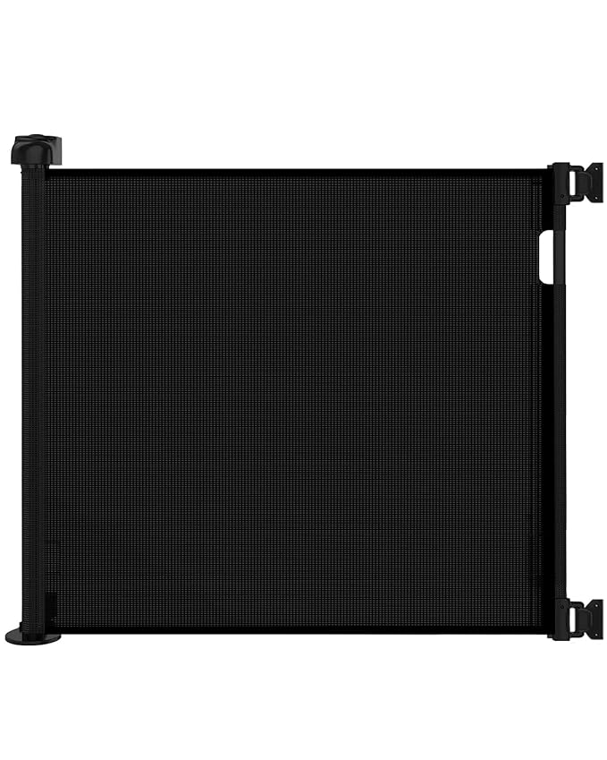 Veraste Retractable Baby Gate for Doorways and Stairs, Mesh Safety Gate for Pet, Indoor & Outdoor Use, One-Hand Operation, Easy Installation, 33.6" Tall, Expands to 55" Wide（Black,33.6"x55"